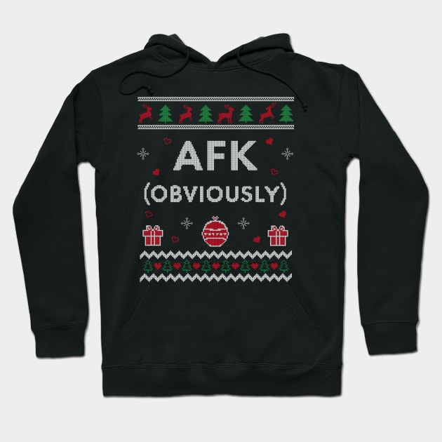 AFK Video Games Funny Gamer Gift Ugly Christmas Design Hoodie by Dr_Squirrel